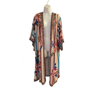 Freemarket by Flying Tomato Striped Kimono, Size Medium